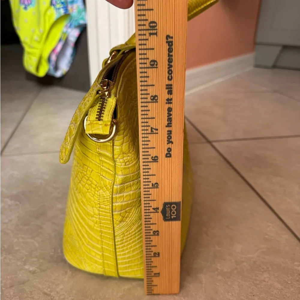 🍋‍🟩🐊Brahmin Lime Crocodile Lemongrass Embossed Satchel (Rare) EUC🐊